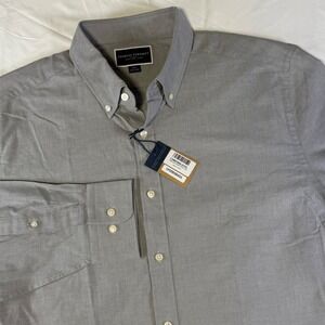 NWT Charles Tyrwhitt Men's Button-Down Brushed Cotton Twill Shirt Gray Size XL